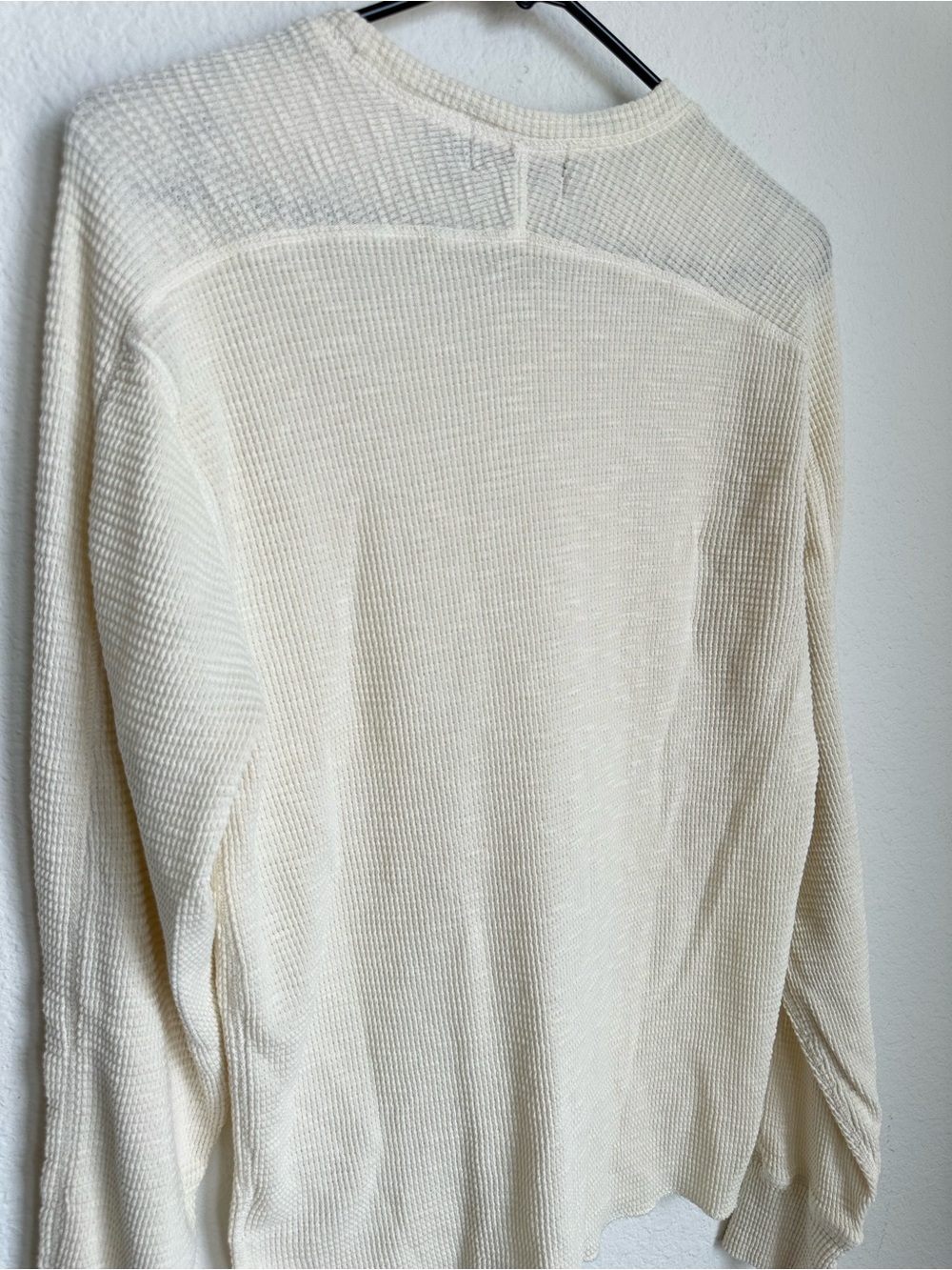 RRL Ralph Lauren textured Waffle-Knit Cream Long Sleeve Shirt Mens medium - Picture 12 of 13